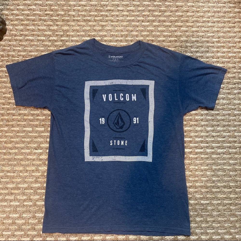 Volcom Mens T-shirt Heather Blue W/ Logo Skater Surfing Streetwear Style Sz M